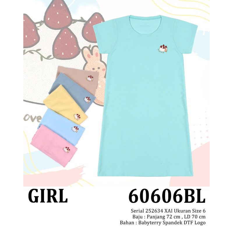 60606BL/BB Lemone daster anak dress lucu babyterry polos adem