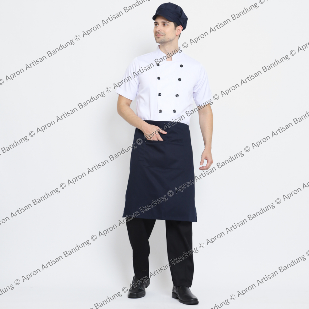 Apron Celemek Half Ukuran Pendek untuk Koki Chef Waiters Barista Pelayan Resto