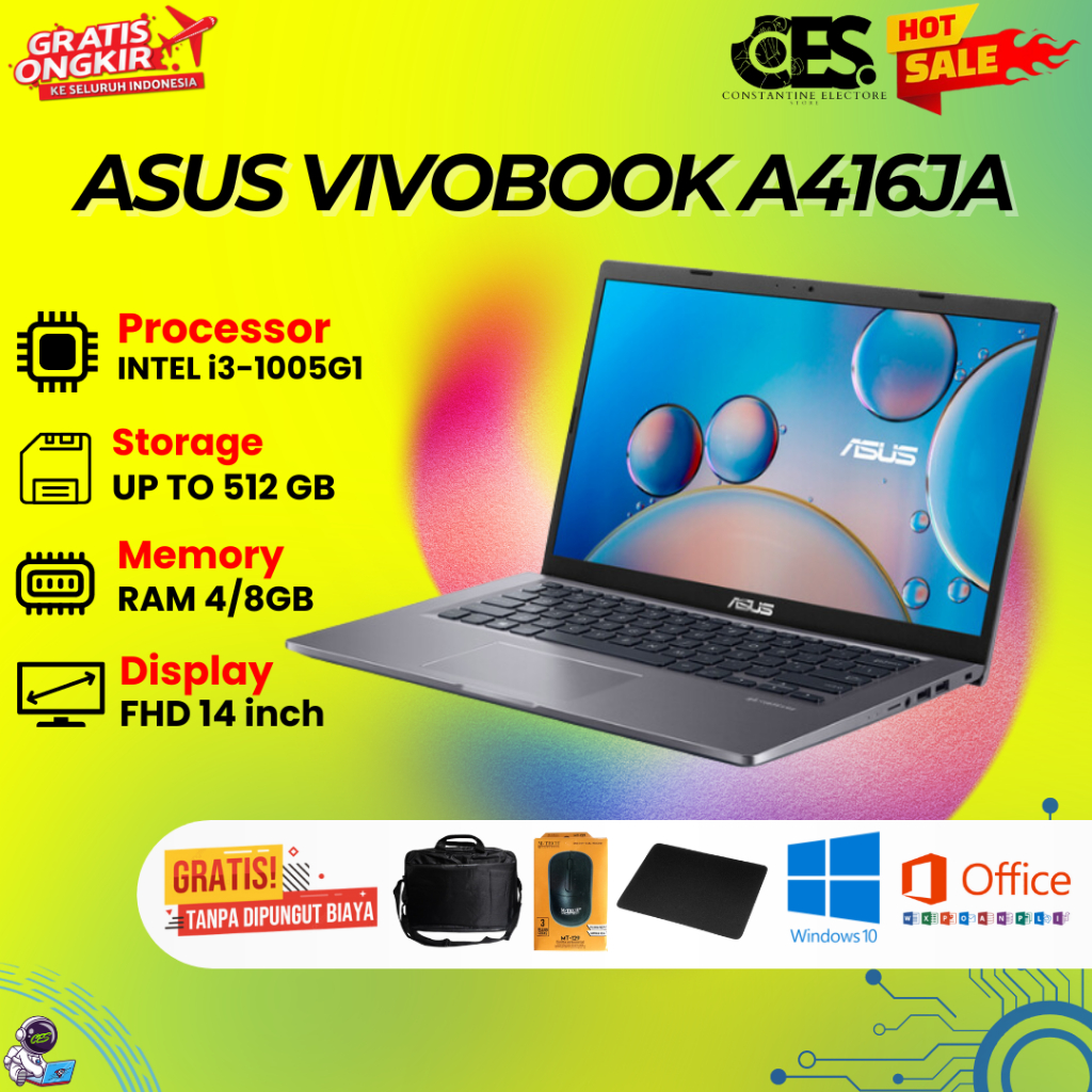 Asus VIvobook A416JA - INTEL CORE  i3-1005G1 - RAM 8GB - SSD 512GB - 14 INCH - BACKLIT - FHD - WINDO