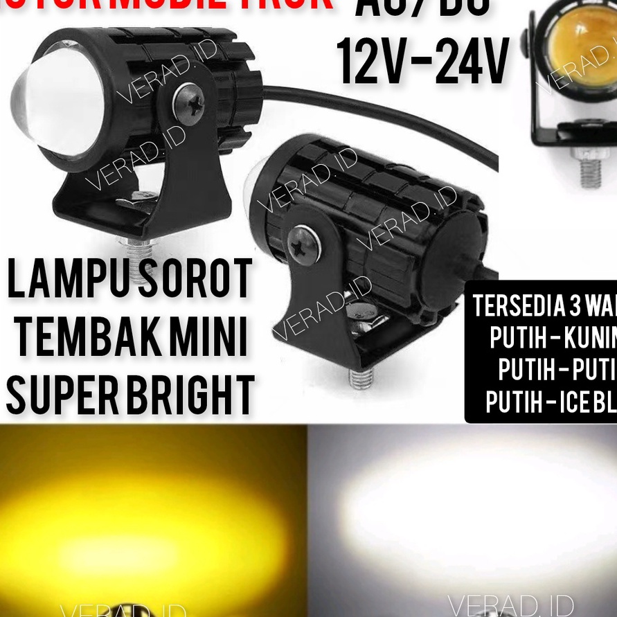 Terlaku LAMPU TEMBAK SOROT MINI 2 WARNA AC DC MOTOR MOBIL TRUK SUPER BRIGHT