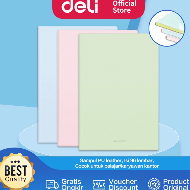 

Kualitas Terjamin Deli Leather Notebook Buku Catatan A5 96 Lembar Kertas 8gsm Sampul Kulit Warna Pastel 2228X