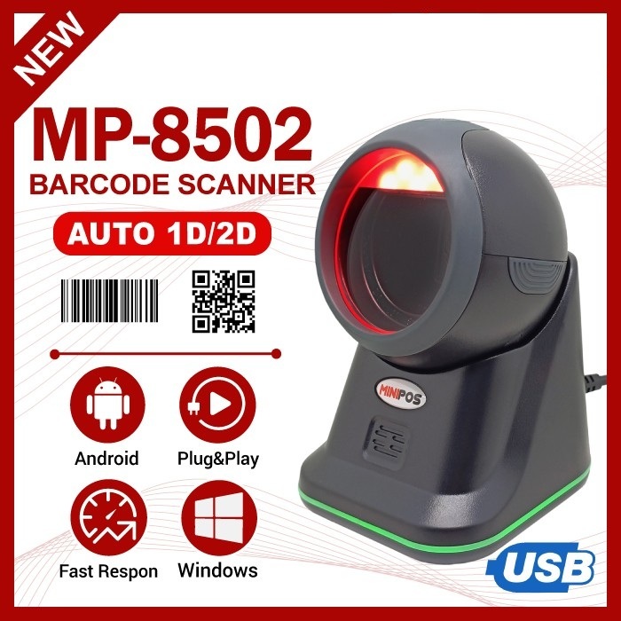 Barcode Scanner 1D 2D MINIPOS MP-8502 OMNI Auto Scan 1D Only Atau 1D2D