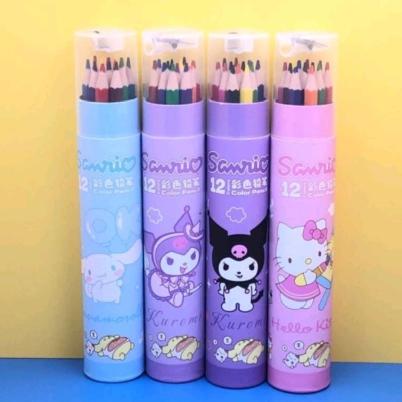 

Pensil warna tabung SANRIO 12 warna / Pensil warna SANRIO 12 warna bentuk tabung / Pensil Warna Luna Staedler 12 warna panjang + brush Staedler Luna