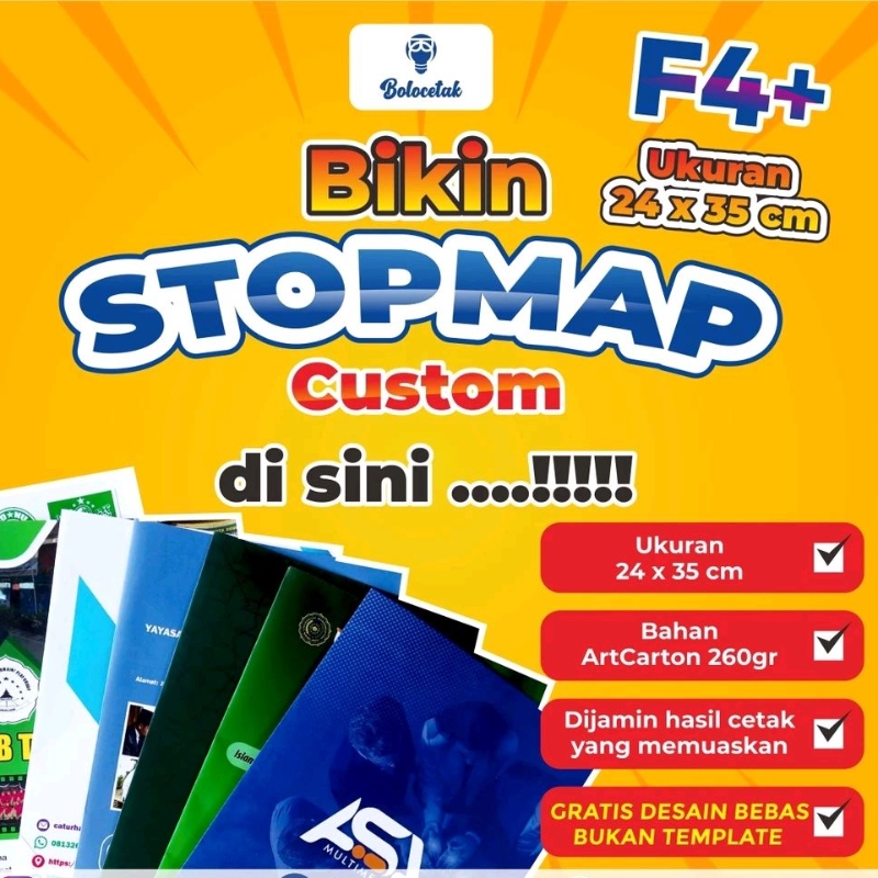 CETAK PRINT STOPMAP / MAP KERTAS FOLDER ORGANIZER FOLIO F4 INSTANSI / SEKOLAH / KANTOR CUSTOM