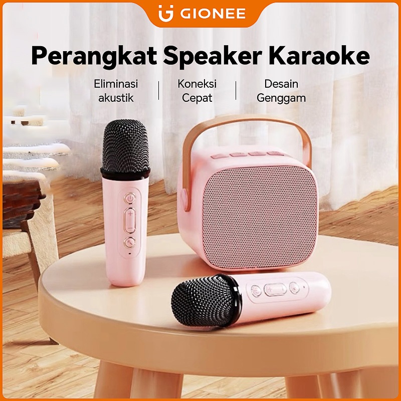 	 【Gionee】Speaker Bluetooth Mini Portabel 2 Mikrofon 1 Set Premium Karaoke Bluetooth 5.3 Full Bass K1 Speaker Bluetooth Nirkabel (Terhubung ke Ponsel/Komputer/TV)	