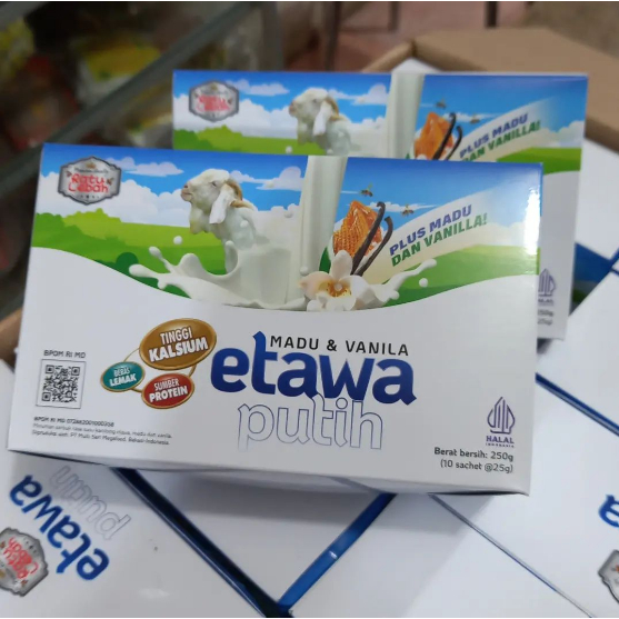 

Susu Kambing Etawa Putih Ratu Lebah 10 Sachet Plus Madu BPOM