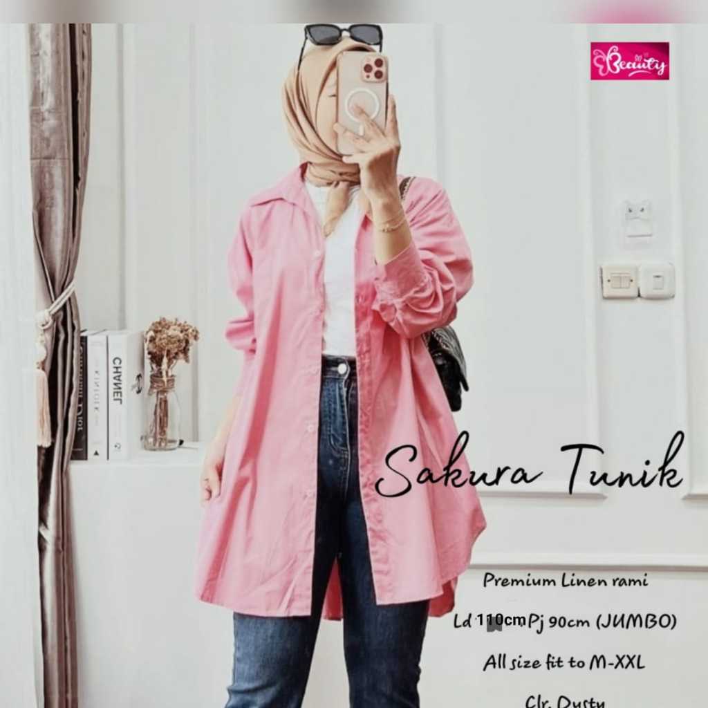Sakura Tunik Crinkle Simple Tunik dress wanita Jumbo