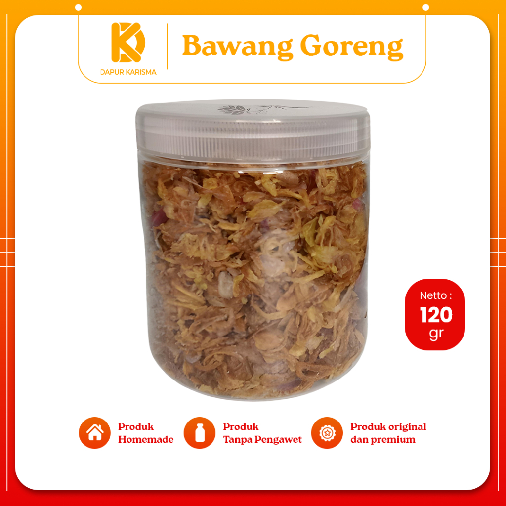 

Bawang Goreng Brambang Krispi Rasa Original Siap Saji Renyah Toples 120 Gram Halal