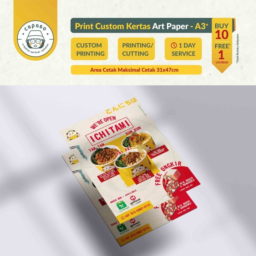 

Cetak Print A3+ Custom Kertas Art Paper / Cetak AP / Print AP