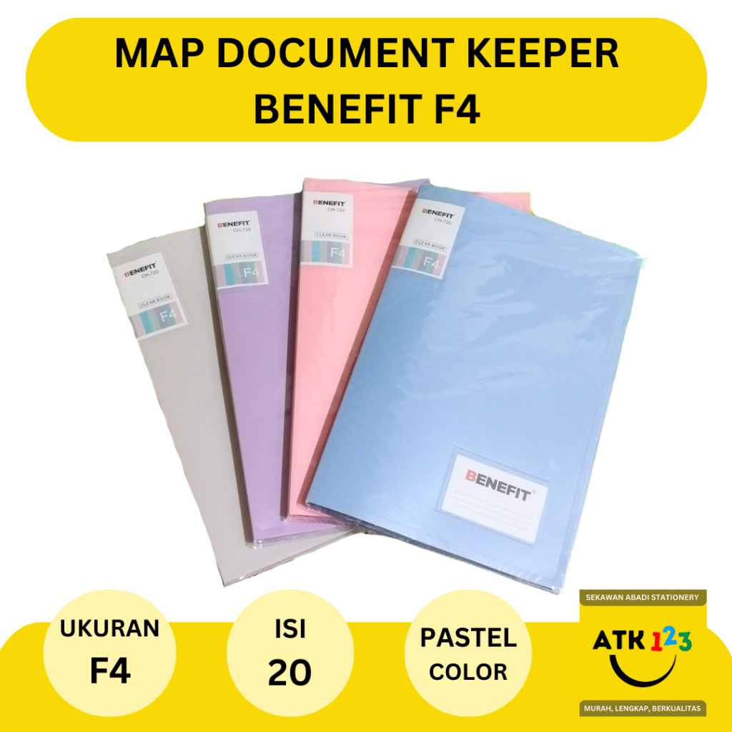 

Map Clear Holder F4 Document Keeper 20 Lembar Merk BENEFIT PASTEL COLOR