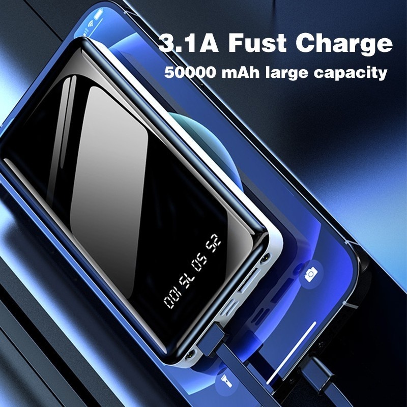 CodPowerbank 80000Mah 3 Cables Full Capacity Mini Fast Charging