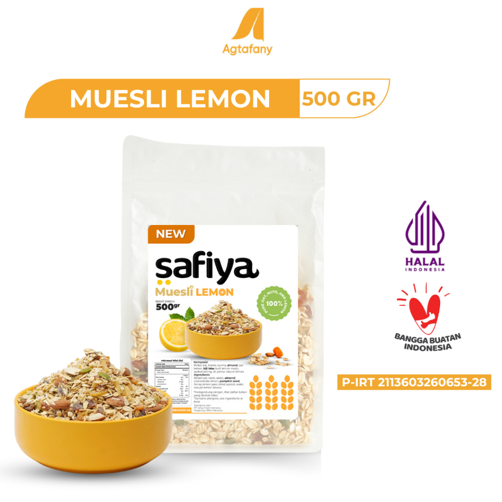 

Muesli Lemon Safiya 500 gr Sereal Oatmeal Sarapan Sehat Makanan Ringan | Diet Sehat Healthy Food