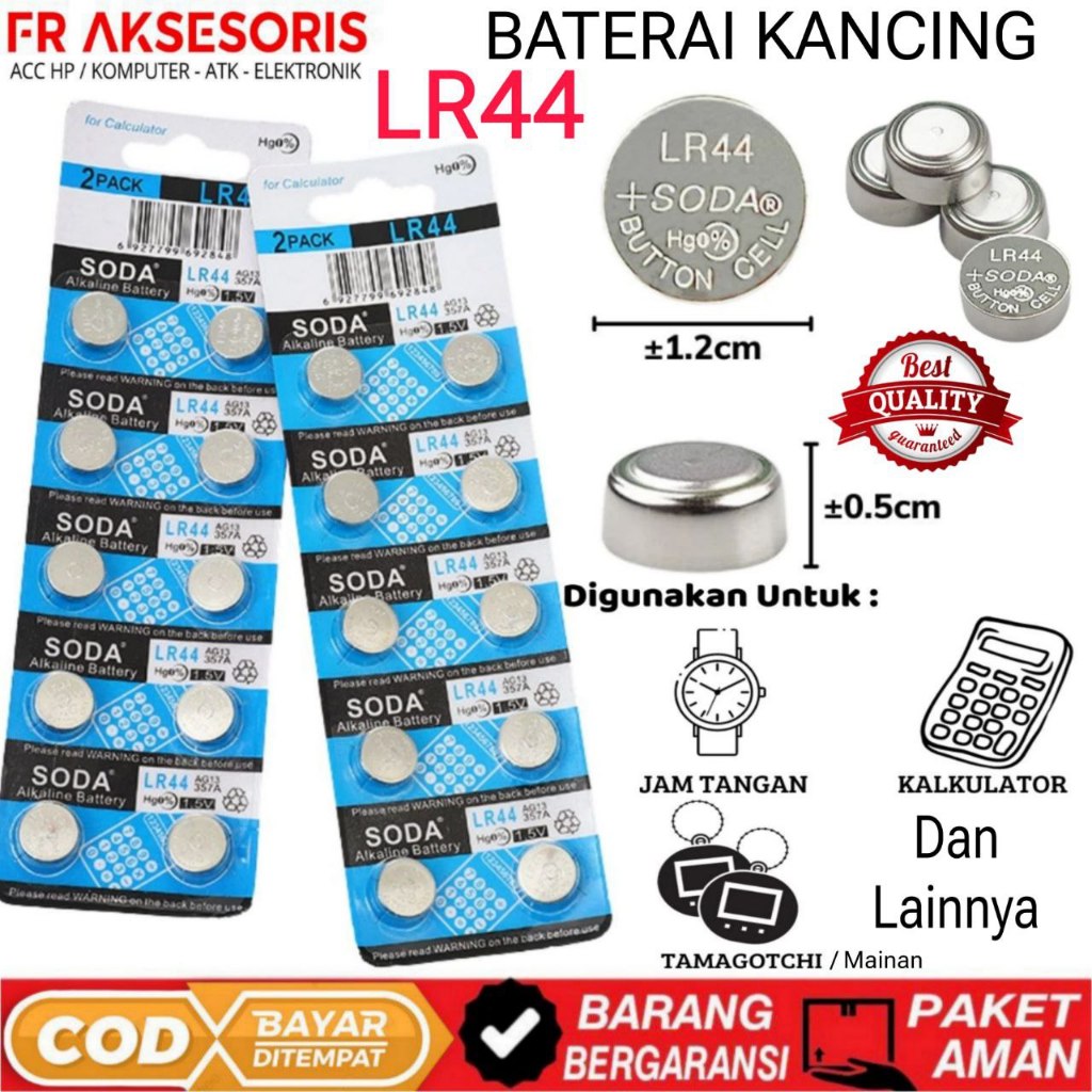 Baterai LR44 Original Baterai Jam Kalkulator mainan Batrei AG13/ LR 44