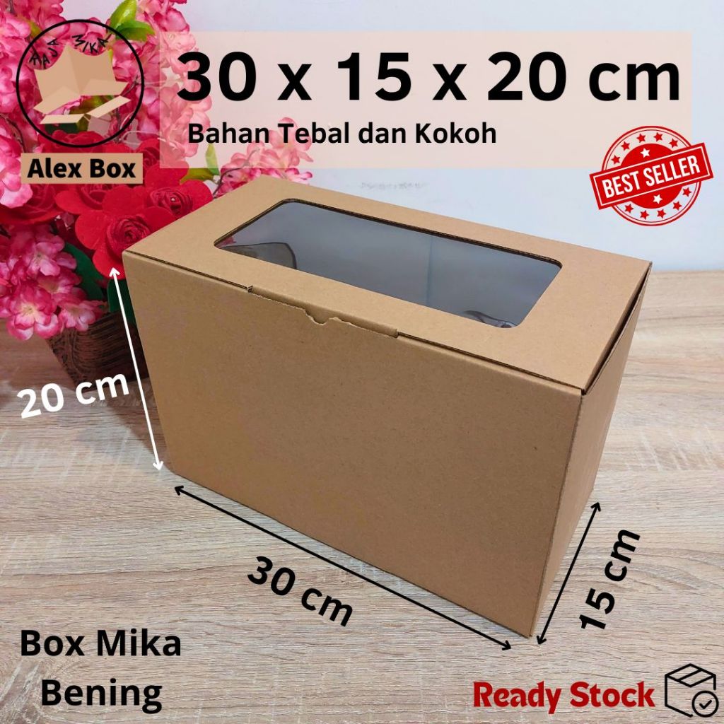 

Kardus Mika 30 x 15 x 20 cm... model diecut, untuk kue hampers dll