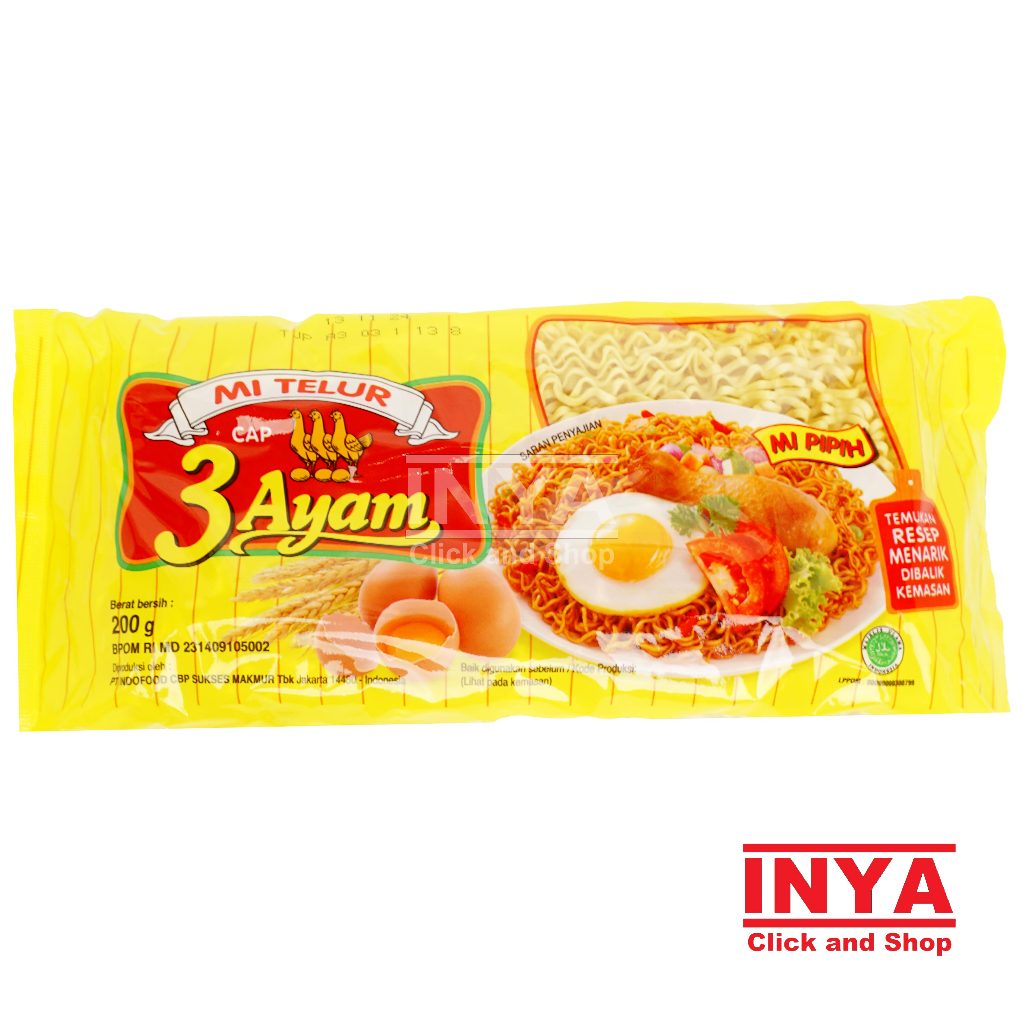 

Mie Telur Cap 3 Ayam 200gr - Noodles