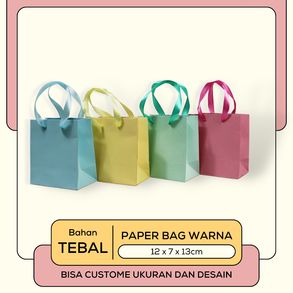 

Paperbag / Paper bag Warna / Paperbag Mini ukuran 12 x 7 x 13 cm