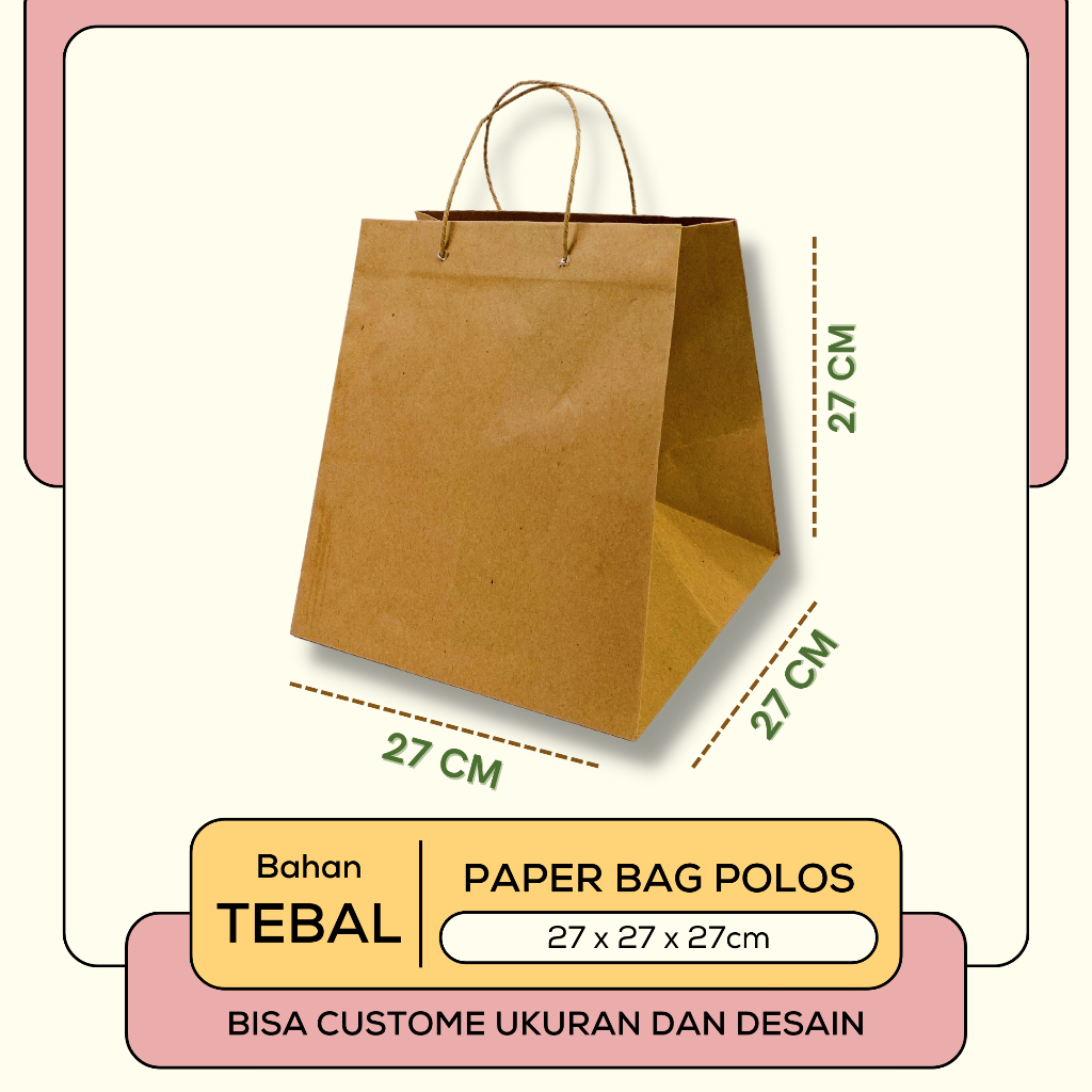 

Paperbag / Paper bag polos / Paperbag Besek ukuran 27 x 27 x 27 cm