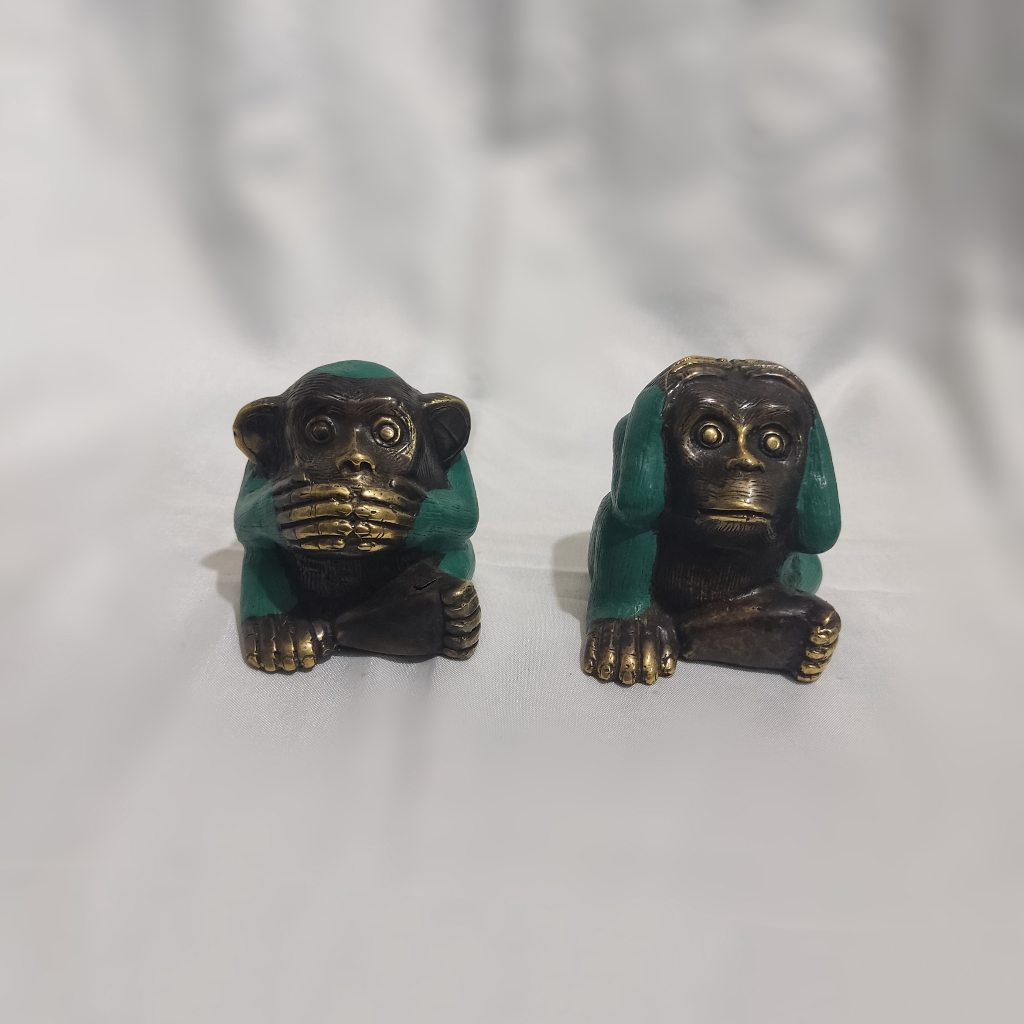 Patung Logam Kuningan Shio Monyet Monkey Brass Statue Dekorasi Pajangan Hiasan Unik Patung Kera Oran