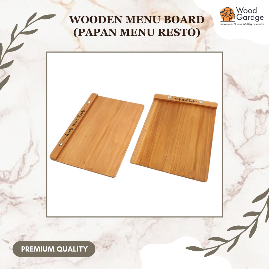 

Menu Board / Papan Menu Resto Kayu Solid Ukuran A4 Free Grafir Logo