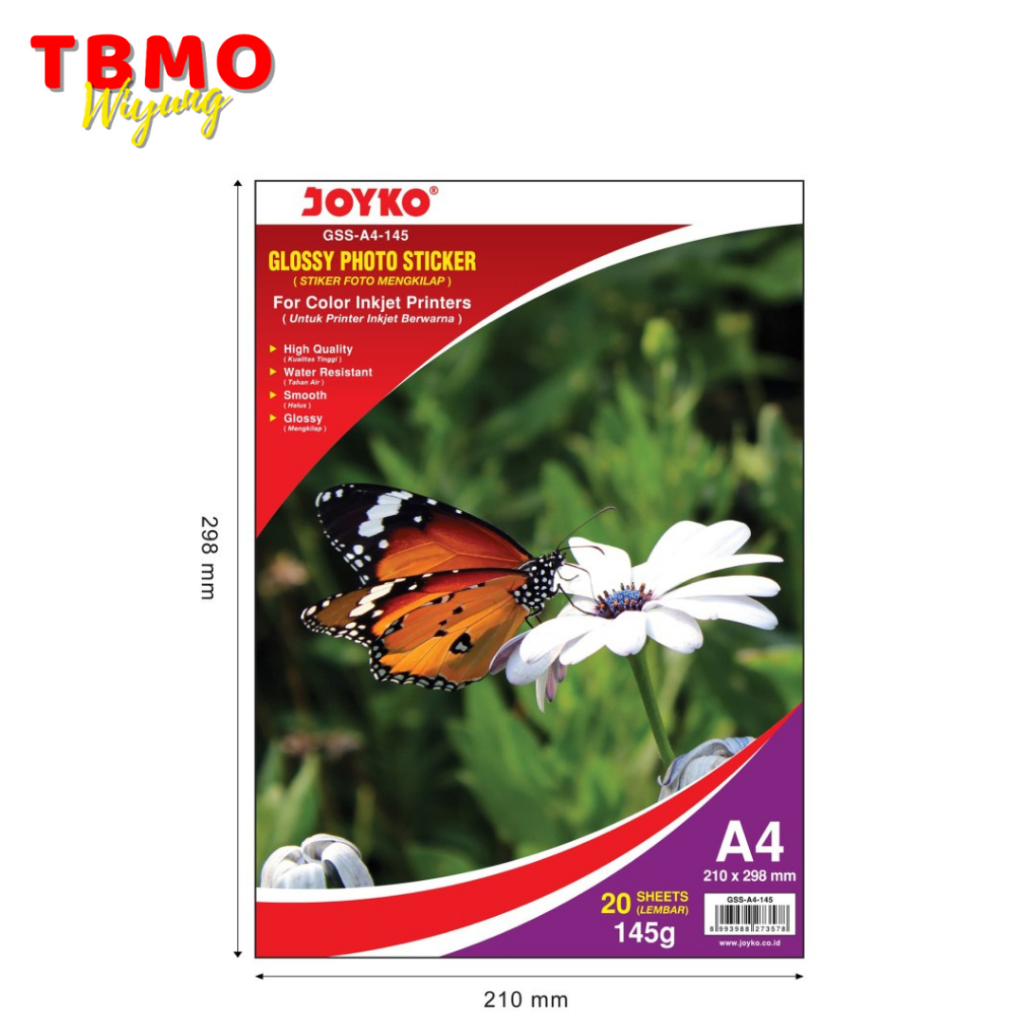 

TBMO Glossy Photo Sticker Stiker Foto Mengkilap GSS-A4-145 20 Lembar