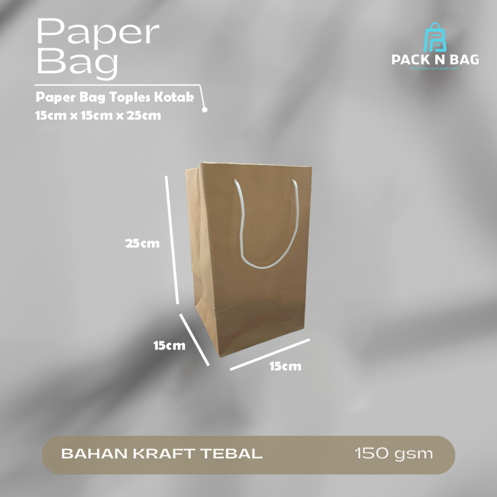 

Paperbag kotak toples 15x15 bahan kraft 150gsm