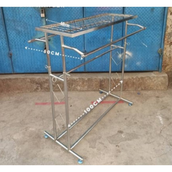 GANTUNGAN BAJU GAWANG RAK 2 SISI  GAWANG RAK RAM 2 SISI RAK KACA