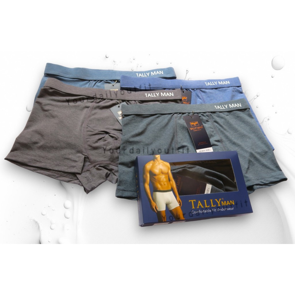 TALLY MAN Celana Dalam Pria Boxer Tally Katun Bambu (Isi 3 Pcs) / Boxer Pria Tally 9010 Anti Slip