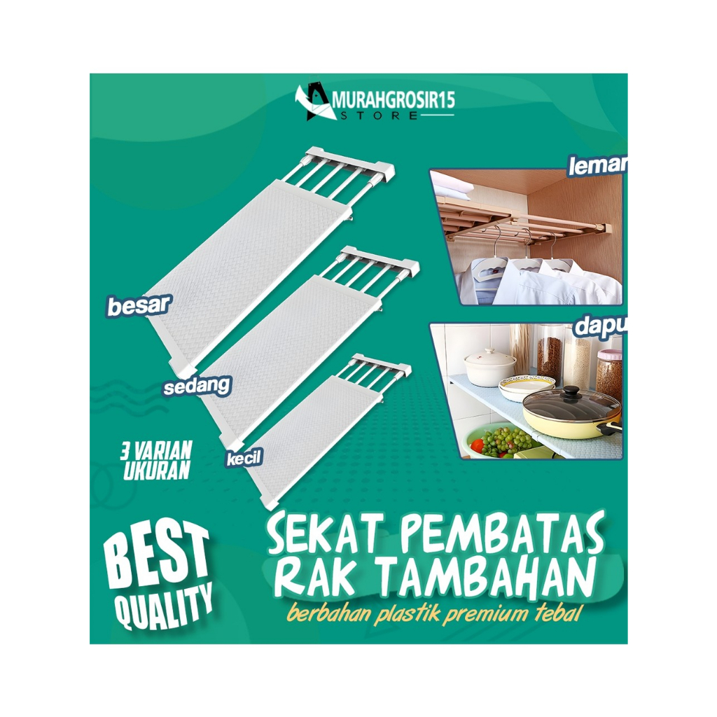 Penyekat Lemari Pakaian Sekat Lemari Baju Pembatas Lemari Sekat Rak Tambahan Lemari Fleksibel Sekat 