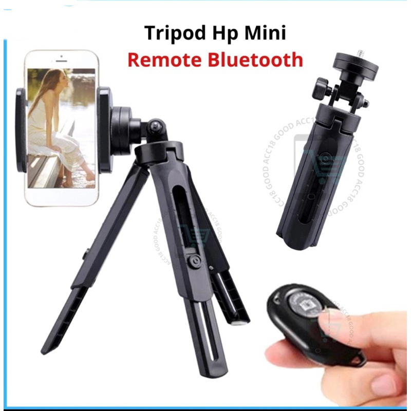 Tripod Hp Mini Original Tripot stand handphone dan kamera remote bluetooth