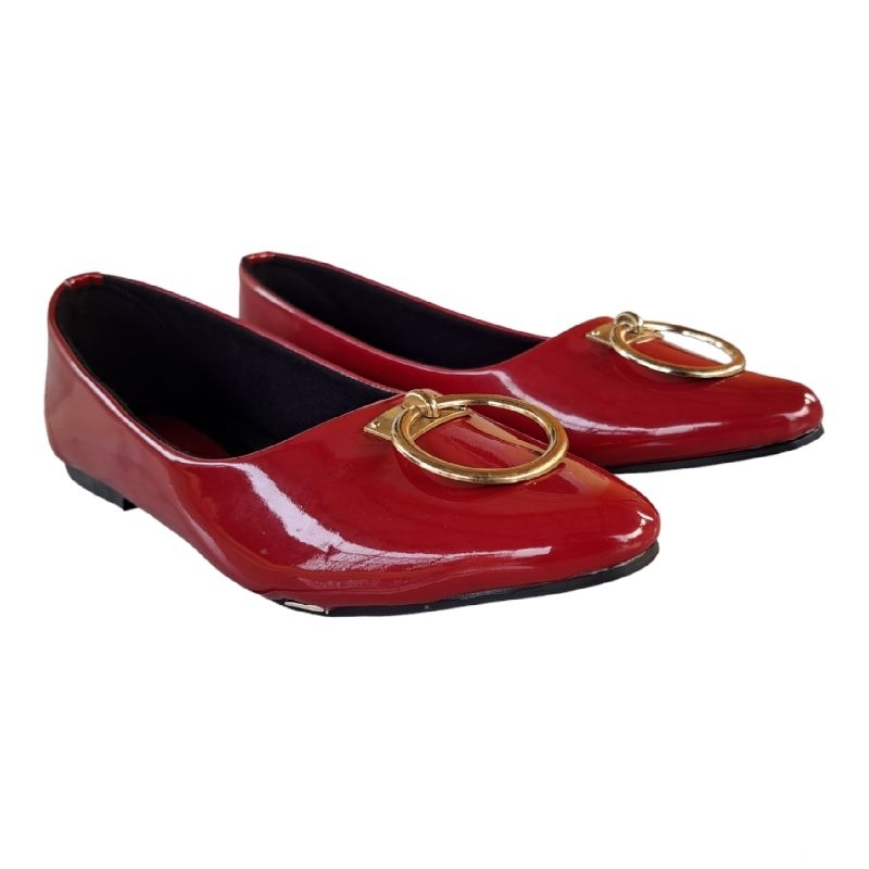 Amelia001 Aksesoris Ring Sepatu Flat Shoes Wanita Karir Sepatu Kerja Wanita