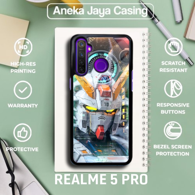 Case realme 5 pro motif gundam baru bahan softcase hardcase premium glossy pelindung hp