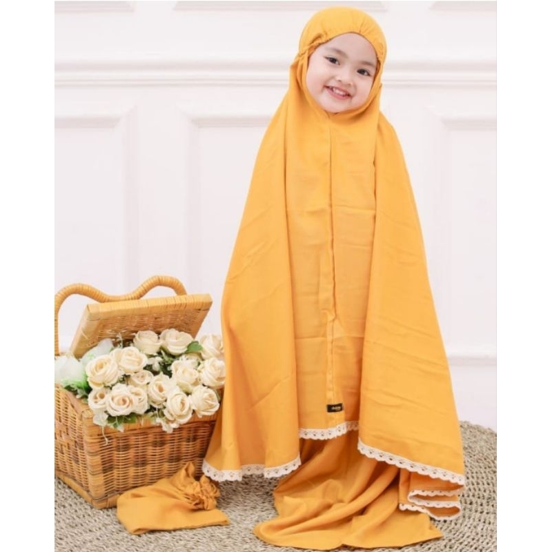 Mukena Anak Rayon Polos Kuning