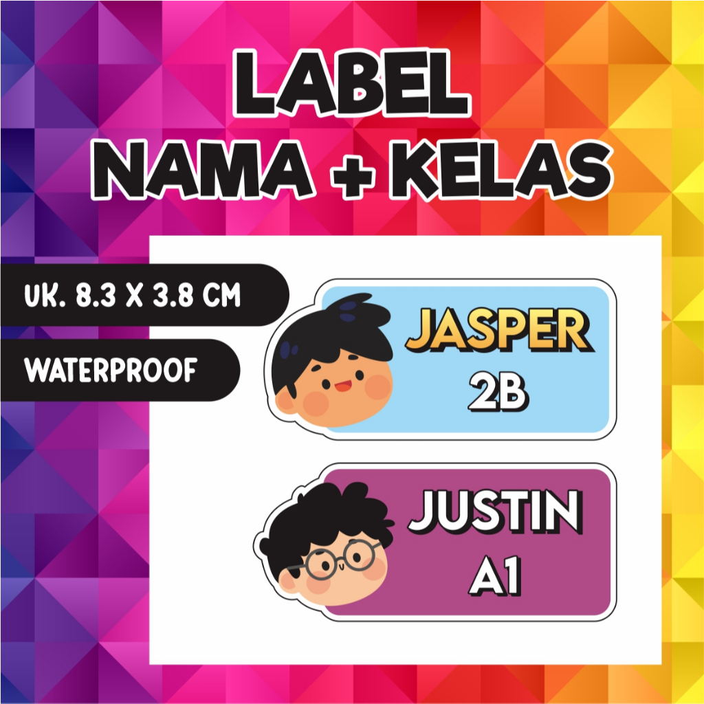 LABEL NAMA DAN KELAS/NOMOR ABSEN / LABEL BUKU SEKOLAH / LABEL BUKU ANAK