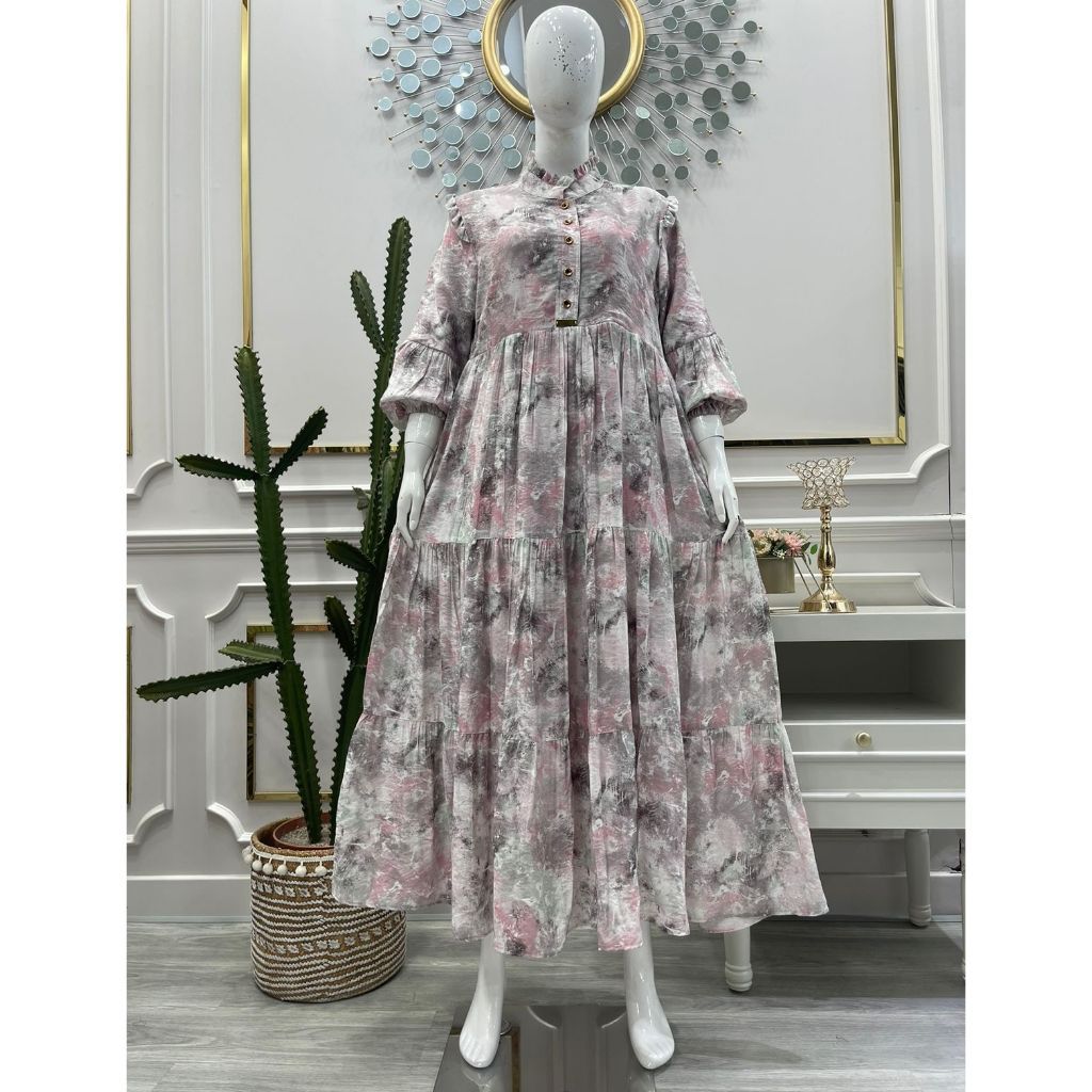 GAMIS KERAH SALVINA MOTIF Original By Salvina Ys. Ukuran Standar & Jumbo