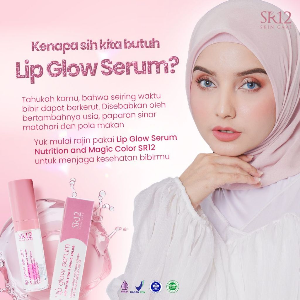 LIP GLOW SERUM SR12 / LIP GLOSS / PELEMBAB BIBIR ALAMI / BIBIR MERAH ALAMI / BIBIR ANTI PECAH-PECAH 