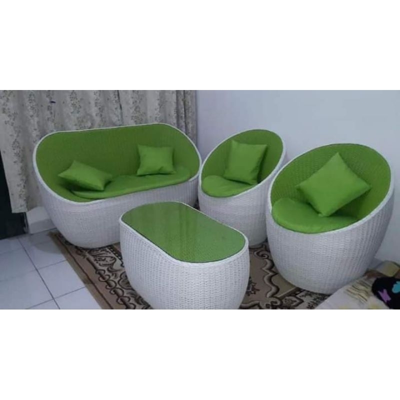 {READY STOCK}SOFA TAMU GENTONG ROTAN SINTETIS | KURSI RUANG TAMU