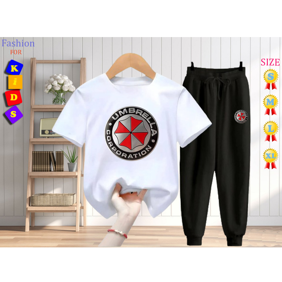 Setelan kaos kaus + jogger baju anak - UMBRELLA CORPORATION LOGO - Unisex 5-15tahun - FGLshop