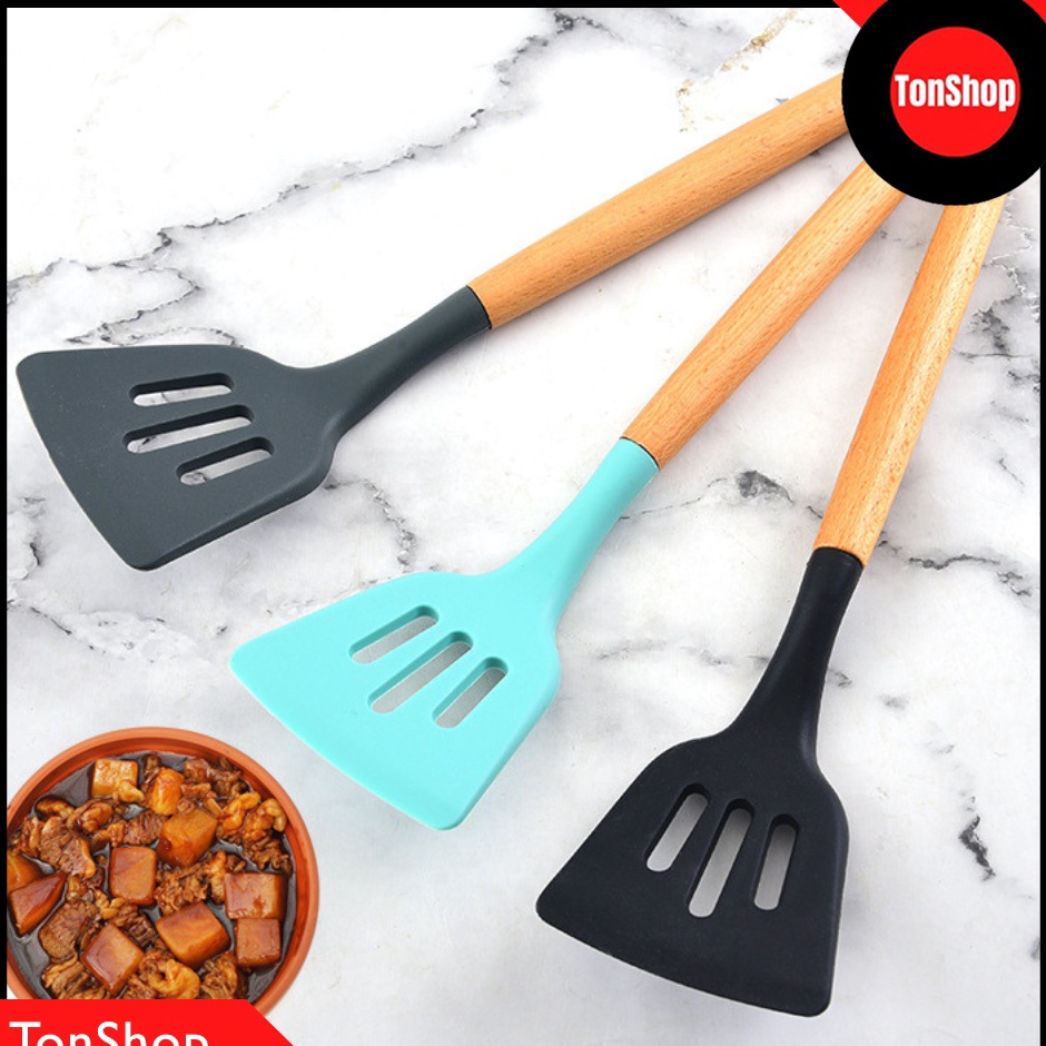 RealPict Sodet Silikon Gagang Kayu  Sodet Silikon Tahan Panas  Spatula Silikon Tahan Panas  Sutil Si