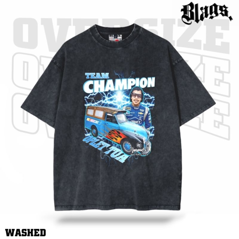 Blags T-shirt Bootleg Team Champions Oplet Tua Benyamin Sueb Oversized | Stone Wash | Baju Kaos Team