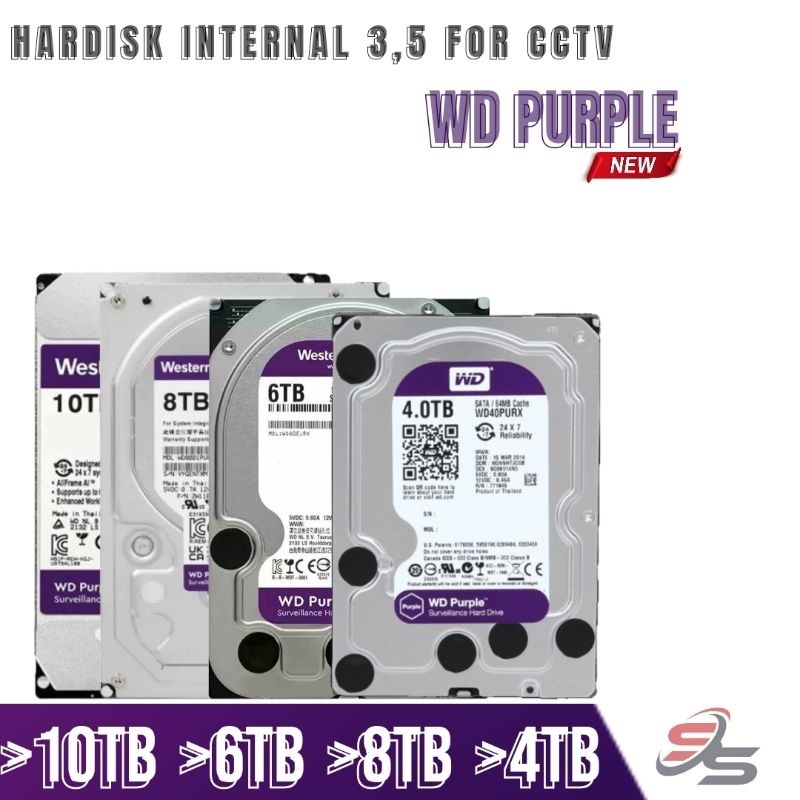 Hardisk 3TB/4TB/6TB/8TB/10TB WD PURPLE Surveillance -HDD Internal Sata 3,5 For CCTV DVR NVR DLL Gara