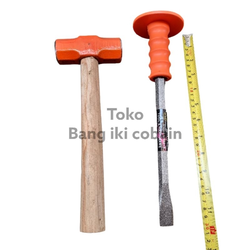 Palu Godam 4 LB Pahat Beton 12 inch 1set Pahat Tembok 12 inch