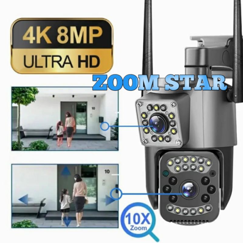 IP CAMERA CCTV 8MP + 8MP DUAL LENS OUTDOOR KAMERA WIFI OUTDOOR WATERPROOF 360° DERAJAT CAMERA CCTV D