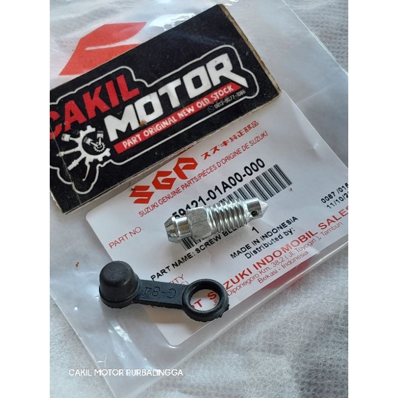 baut tutup nepel kaliper pembuangan angin satria 2tak depan belakang ori sgp