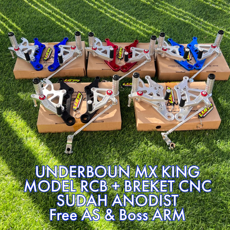 UNDERBOUN MX KING MODEL RCB + BREKET CNC SUDAH ANODIST Free AS & Boss ARM