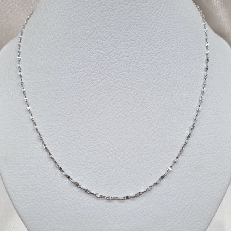 17K / 2.95 gr / 46 cm - Kalung Rantai Polos Model Toscano Emas Putih Asli Kadar 75% 750 - PJ