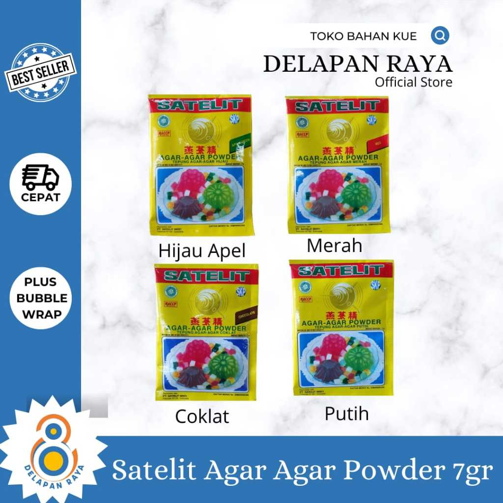 

SATELIT AGAR AGAR POWDER 7gr WARNA PUTIH COKLAT MERAH HIJAU -8Raya