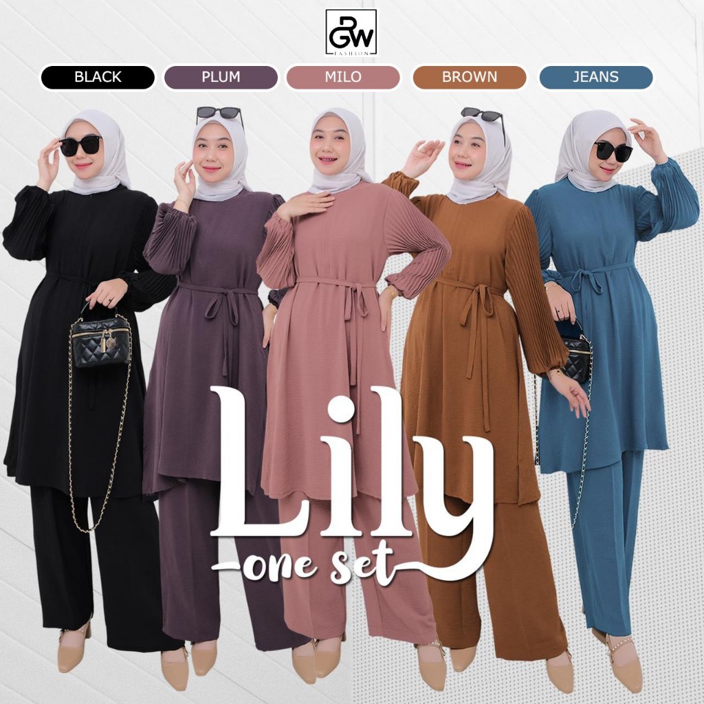 Lily One Set Bahan Crinkle Airflow Celana by RGW