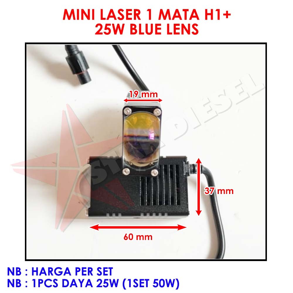 MINI LASER SATU MATA LENSA KACA BILED PROJECTOR LED LASER 1 MATA MINI H1+ BLUE LENS