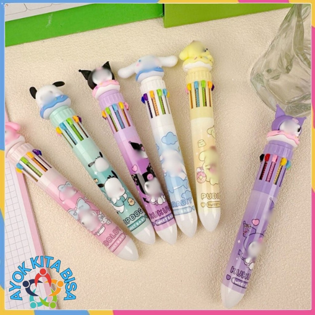 

AKB Pena Mekanik Karakter Kartun Pulpen 10 Warna Lucu 3D DOLL Bolpen Gel Tinta Donat Animasi 10 Warna Alat Tulis Sekolah Anak Super Imut