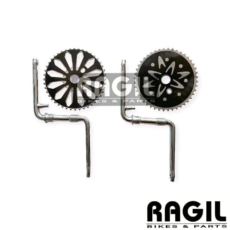 CRANKSET SEPEDA BMX 20 INCH GENIO BY UNITED 44T 44 T GIR LANGSUNG S CRANK GEAR TENGAH ENGKEL SET 20"